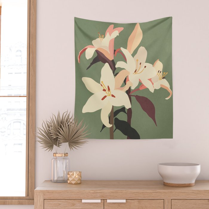 White Lilies 2 Wall Tapestry Gallery Image 2