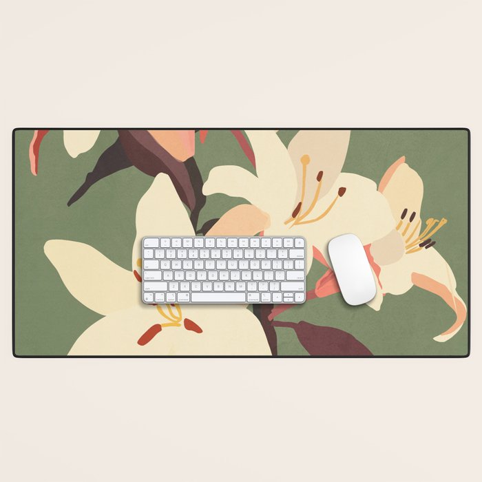 White Lilies 2 Desk Mat Gallery Image 1