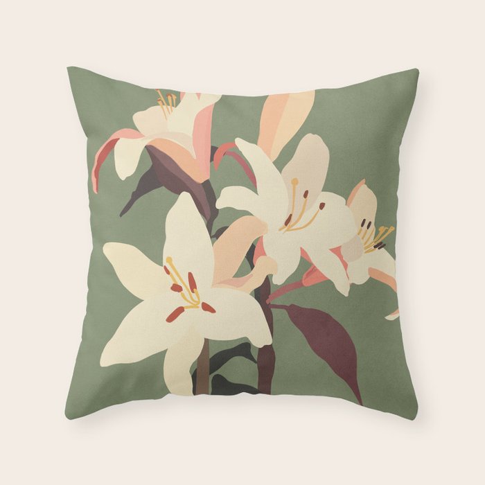 White Lilies 2 Throw Pillow Gallery Image 6