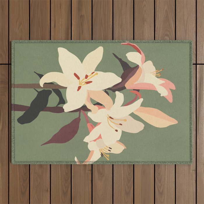 White Lilies 2 Outdoor Rug Gallery Image 1