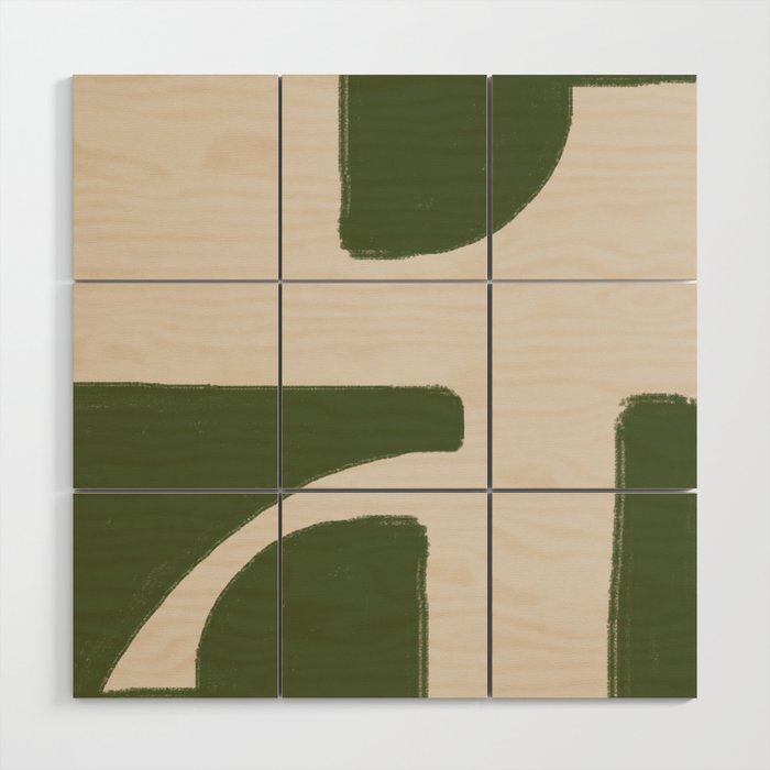 Green Geometric Original Shape Wood Wall Art Gallery Image 1