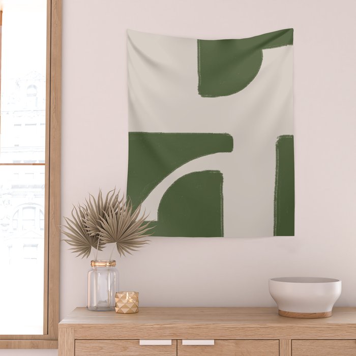 Green Geometric Original Shape Wall Tapestry Gallery Image 2