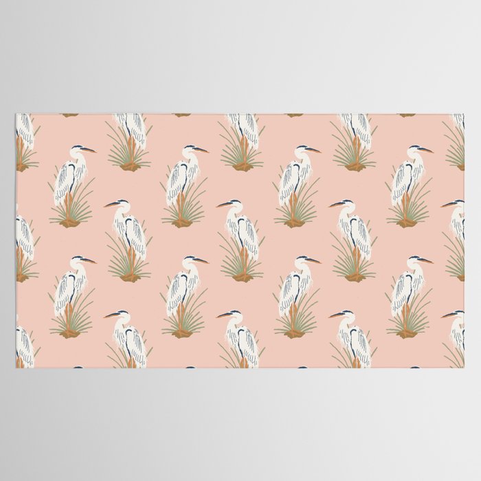 Coastal Cranes Peachy Pink Tablecloth Gallery Image 2