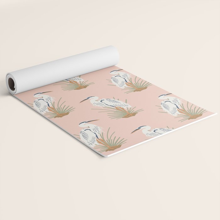 Coastal Cranes Peachy Pink Yoga Mat Gallery Image 2