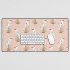 Coastal Cranes Peachy Pink Desk Mat Gallery Image 1