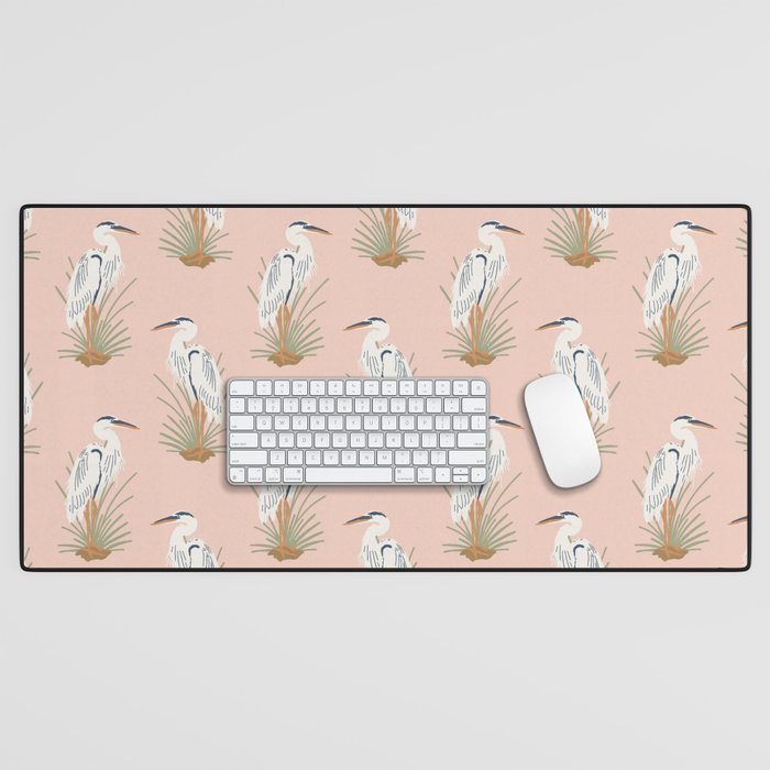 Coastal Cranes Peachy Pink Desk Mat Gallery Image 1