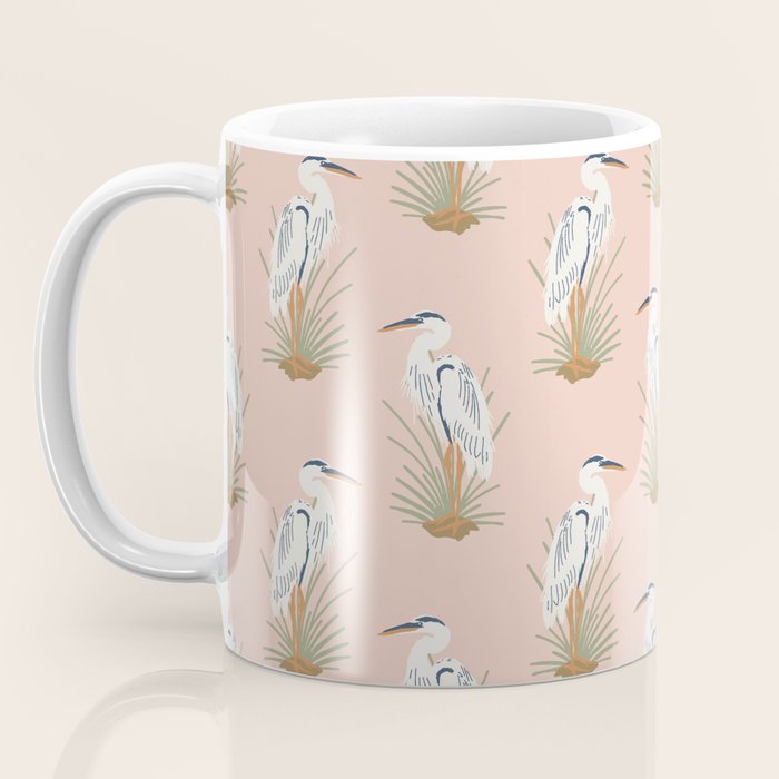 Coastal Cranes Peachy Pink Coffee Mug Gallery Image 3