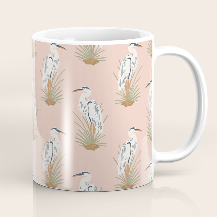 Coastal Cranes Peachy Pink Coffee Mug Gallery Image 1