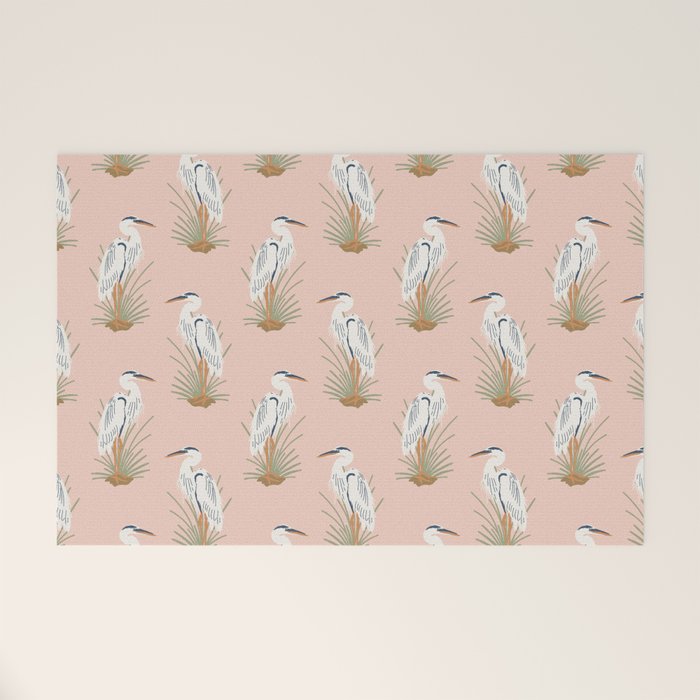 Coastal Cranes Peachy Pink Welcome Mat Gallery Image 1