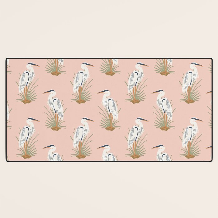 Coastal Cranes Peachy Pink Desk Mat Gallery Image 3