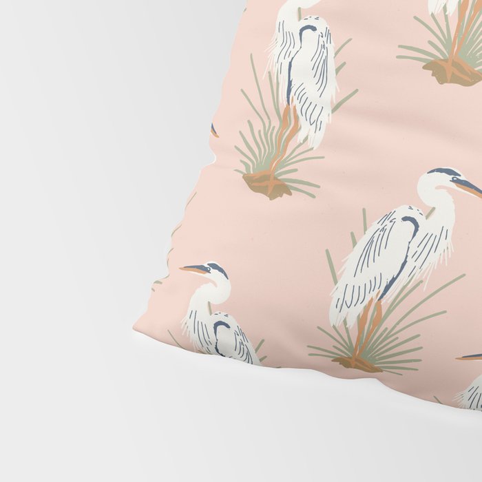 Coastal Cranes Peachy Pink Pillow Sham Gallery Image 4