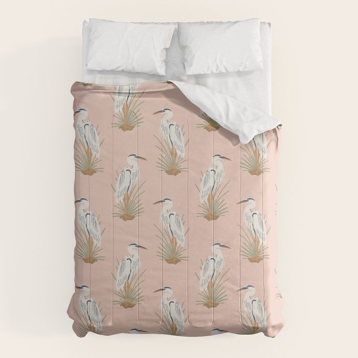 Coastal Cranes Peachy Pink Comforter Gallery Image 1
