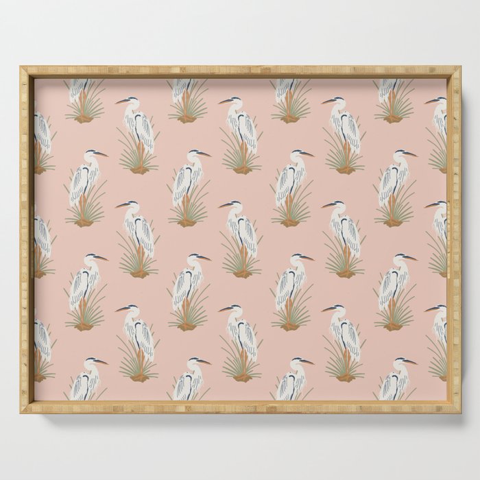 Coastal Cranes Peachy Pink Serving Tray Gallery Image 1
