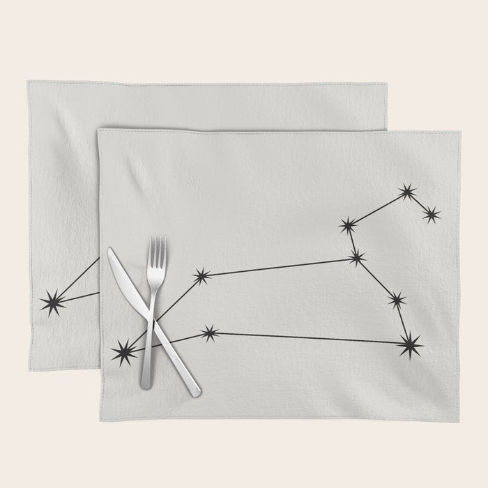 Leo Zodiac Star Constellation Line Art White Placemat Gallery Image 1