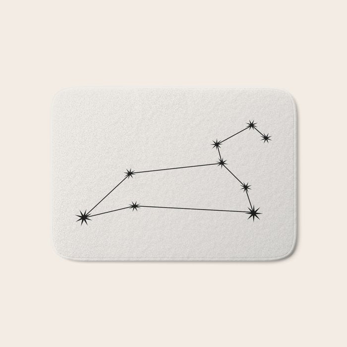 Leo Zodiac Star Constellation Line Art White Bath Mat Gallery Image 1