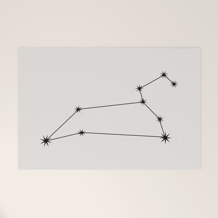 Leo Zodiac Star Constellation Line Art White Welcome Mat Gallery Image 1