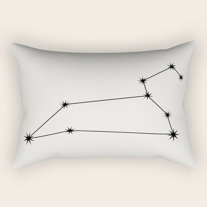 Leo Zodiac Star Constellation Line Art White Rectangular Pillow Gallery Image 2