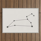 Leo Zodiac Star Constellation Line Art White Outdoor Rug Gallery Image 1