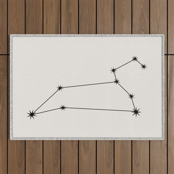 Leo Zodiac Star Constellation Line Art White Outdoor Rug Gallery Image 1