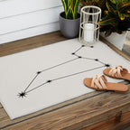 Leo Zodiac Star Constellation Line Art White Outdoor Rug Gallery Image 2