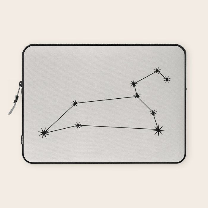 Leo Zodiac Star Constellation Line Art White Laptop Sleeve Gallery Image 1