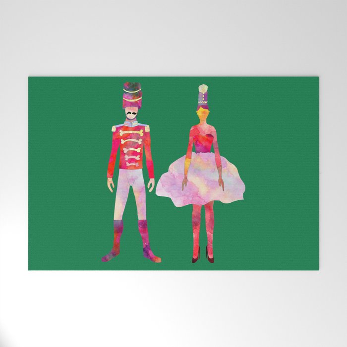 Nutcracker Ballet - Candy Cane Green Welcome Mat Gallery Image 1