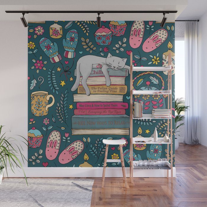 How to Hygge Like a Cat Wall Mural Gallery Image 1