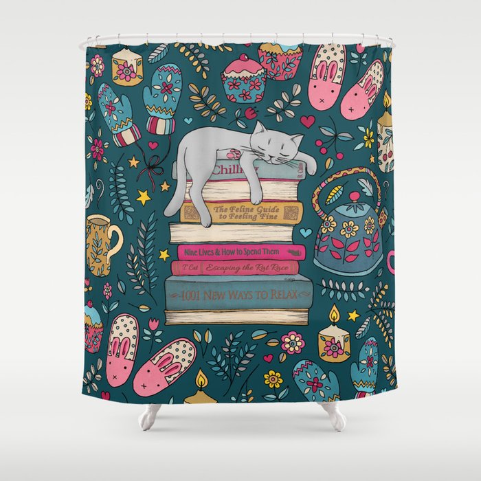 How to Hygge Like a Cat Shower Curtain Gallery Image 1
