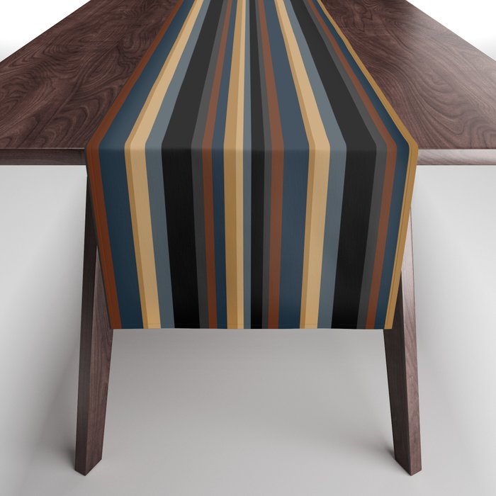 Classic Stripes V - Dark Vintage  Table Runner Gallery Image 1