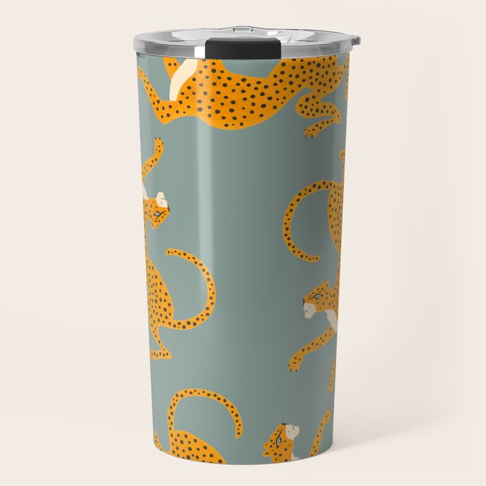 Leopard Race - blue Travel Mug Gallery Image 1