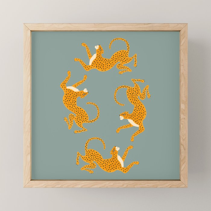 Leopard Race - blue Mini Art Print Gallery Image 1