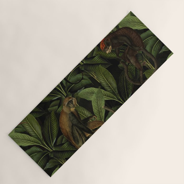 Monkey Vintage Botanical Night Jungle Garden Yoga Mat Gallery Image 1