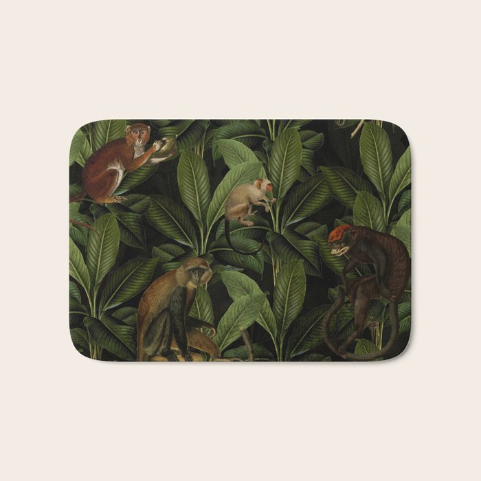 Monkey Vintage Botanical Night Jungle Garden Bath Mat Gallery Image 1