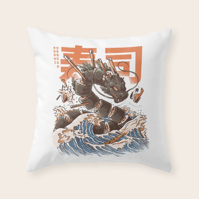 Great Sushi Dragon Throw Pillow Gallery Image 6