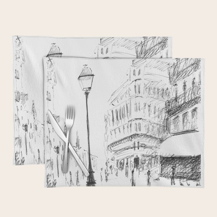 Sketch of a Street in Paris Placemat Gallery Image 1