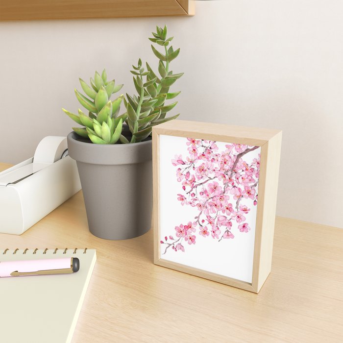 pink cherry blossom watercolor 2020 Mini Art Print Gallery Image 2