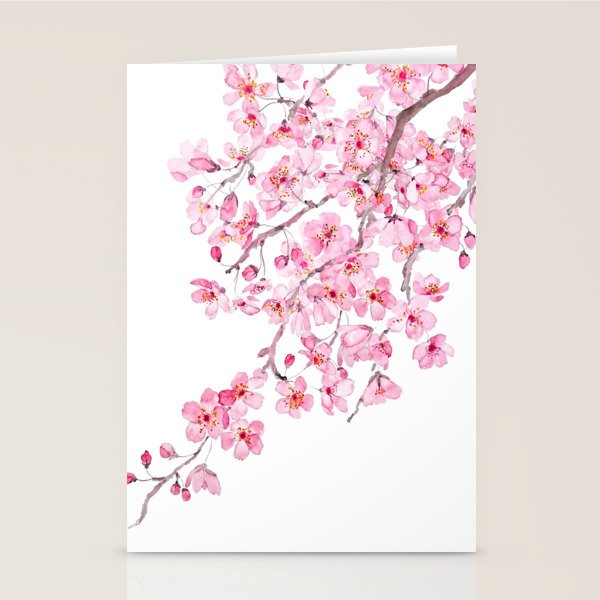 pink cherry blossom watercolor 2020 Stationery Card Gallery Image 2