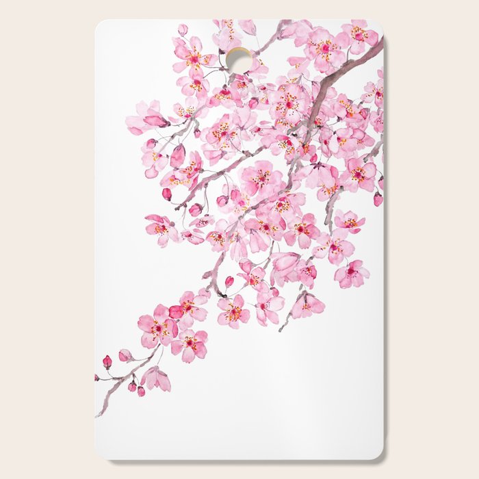 pink cherry blossom watercolor 2020 Cutting Board Gallery Image 1