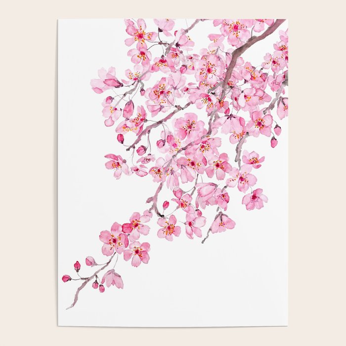 pink cherry blossom watercolor 2020 Poster Gallery Image 4