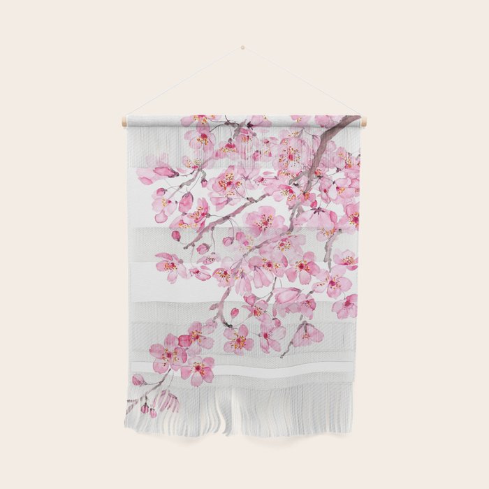 pink cherry blossom watercolor 2020 Wall Hanging Gallery Image 1