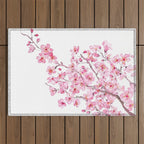 pink cherry blossom watercolor 2020 Outdoor Rug Gallery Image 1