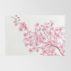 pink cherry blossom watercolor 2020 Rug Gallery Image 2