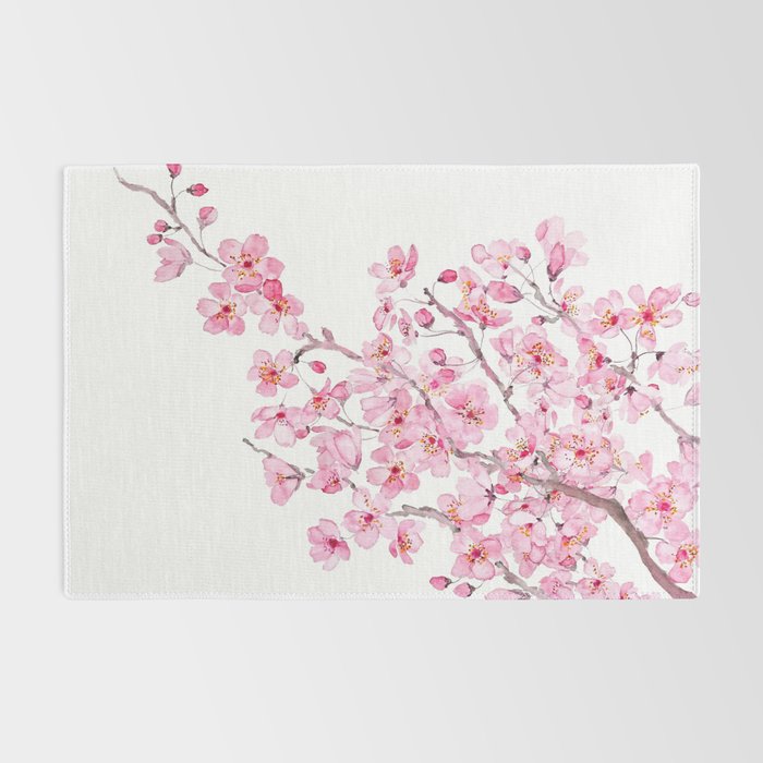 pink cherry blossom watercolor 2020 Rug Gallery Image 2