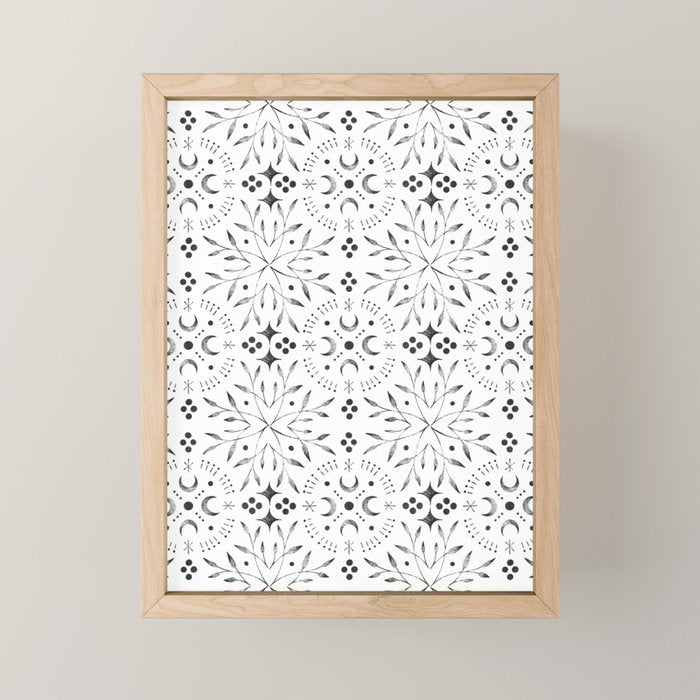 Mystical lunar mosaic BN B Mini Art Print Gallery Image 1