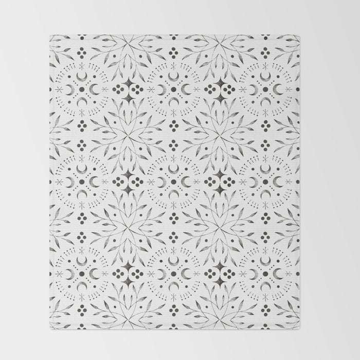 Mystical lunar mosaic BN B Throw Blanket Gallery Image 2