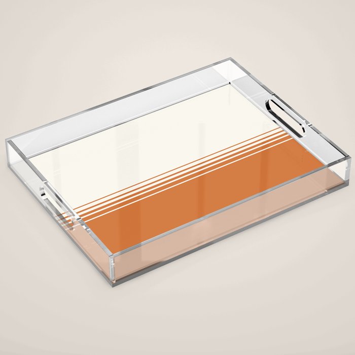 Retro Orange Minimalist Stripes Acrylic Tray Gallery Image 1