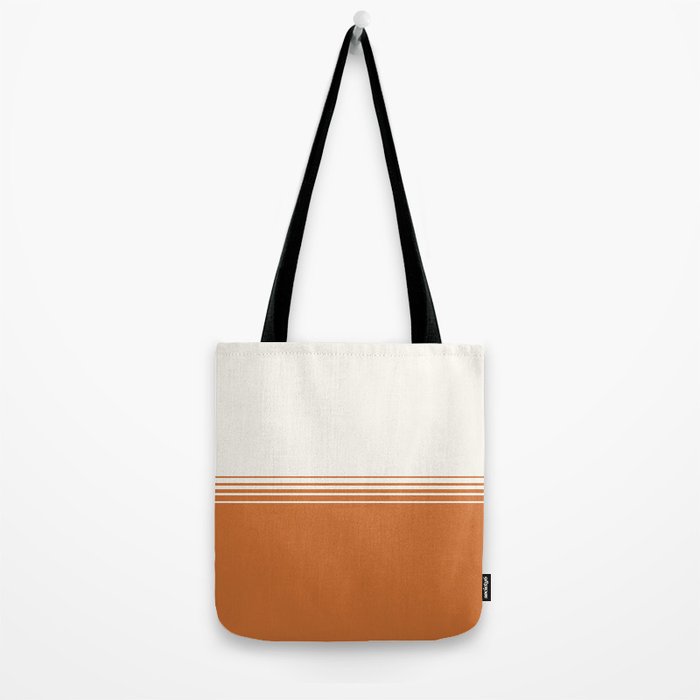 Retro Orange Minimalist Stripes Tote Bag Gallery Image 2
