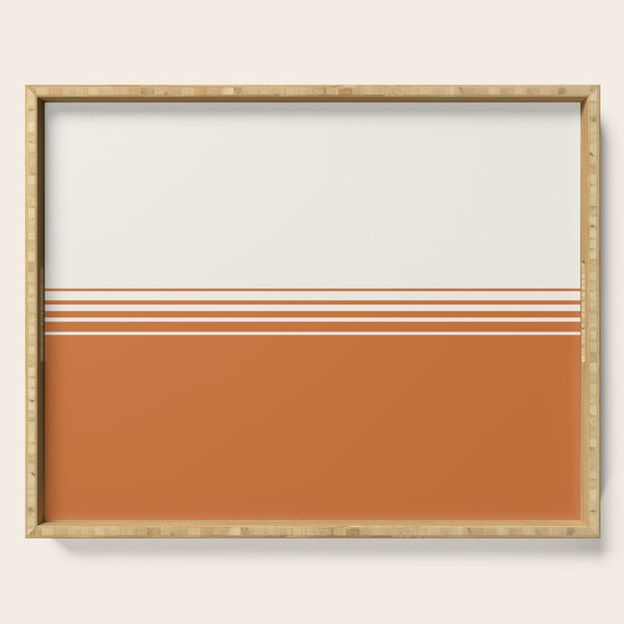 Retro Orange Minimalist Stripes Serving Tray Gallery Image 1