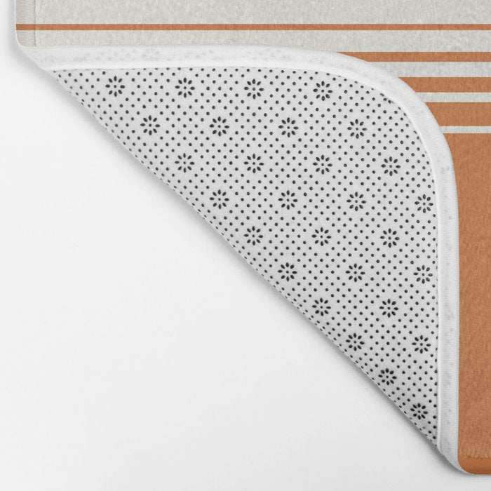 Retro Orange Minimalist Stripes Bath Mat Gallery Image 2