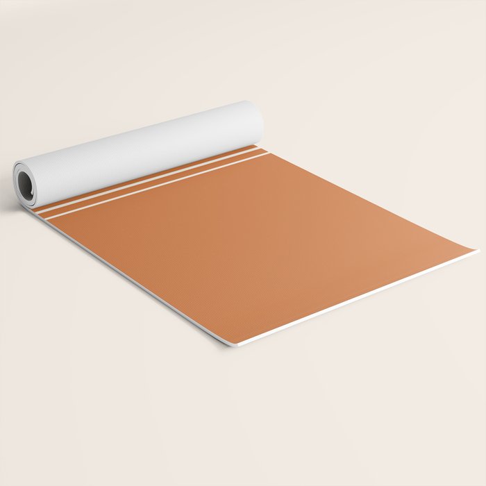 Retro Orange Minimalist Stripes Yoga Mat Gallery Image 2
